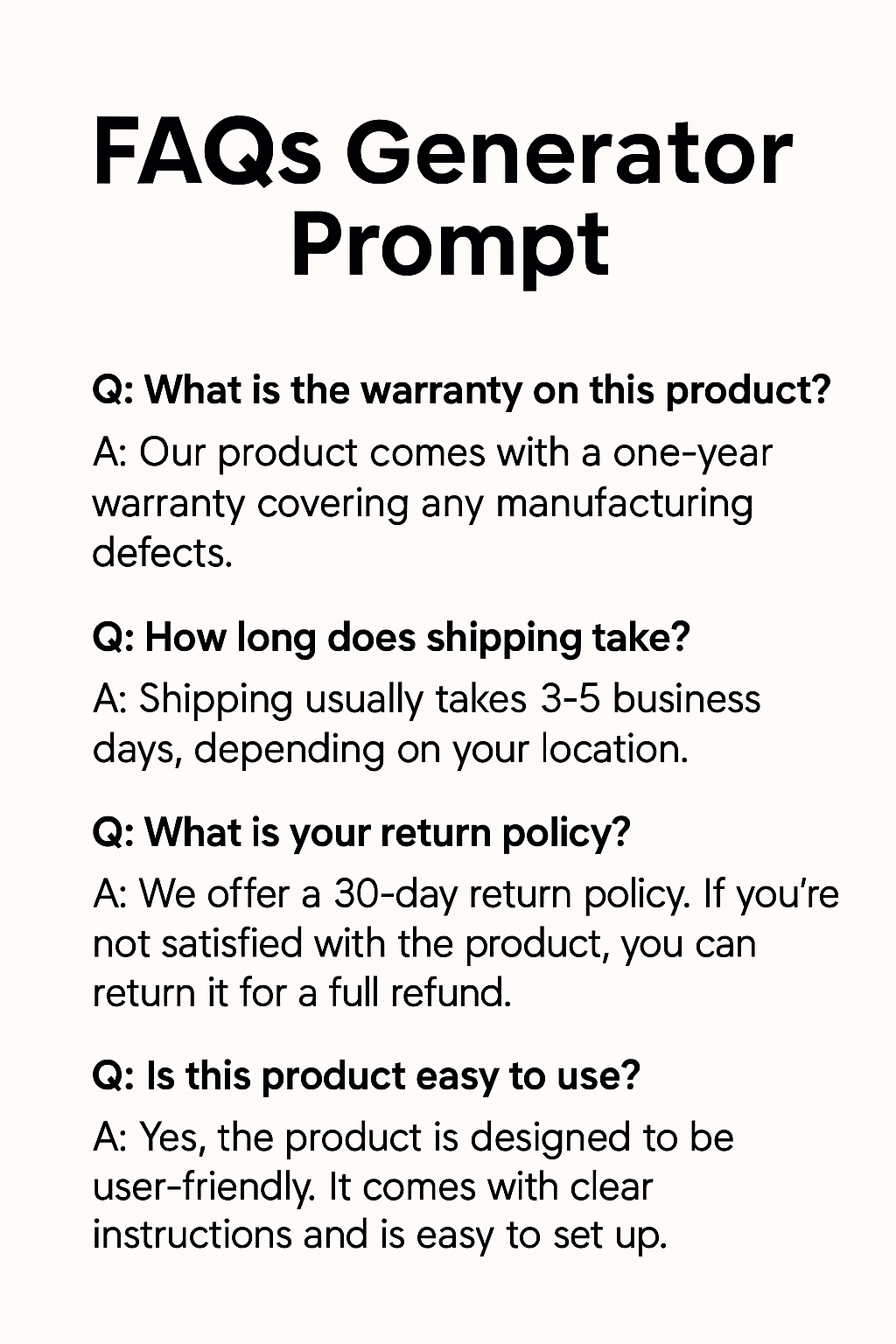 FAQs Generator Prompt - Text2Prompt.com